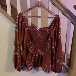 Babydoll Shirt with Smocking and Puffed Sleeves